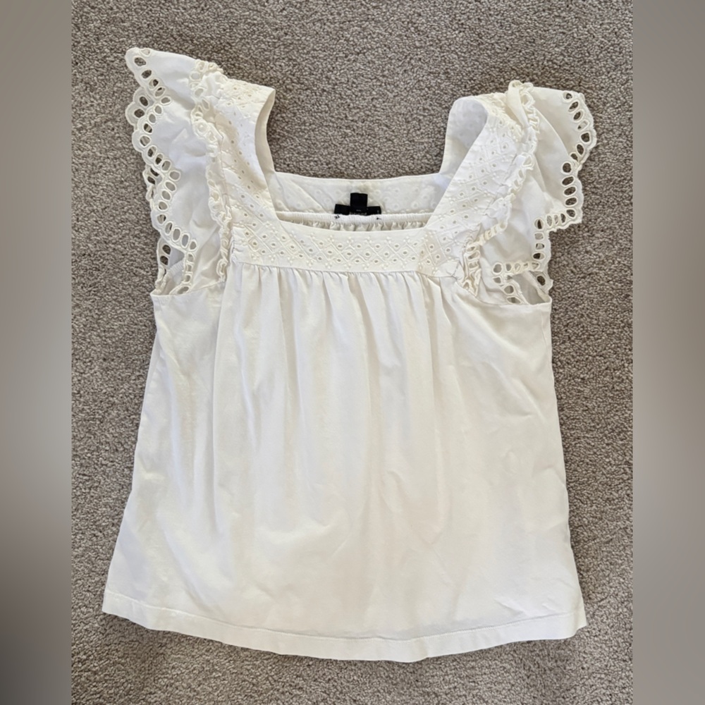J. Crew White Eyelet Lace Blouse